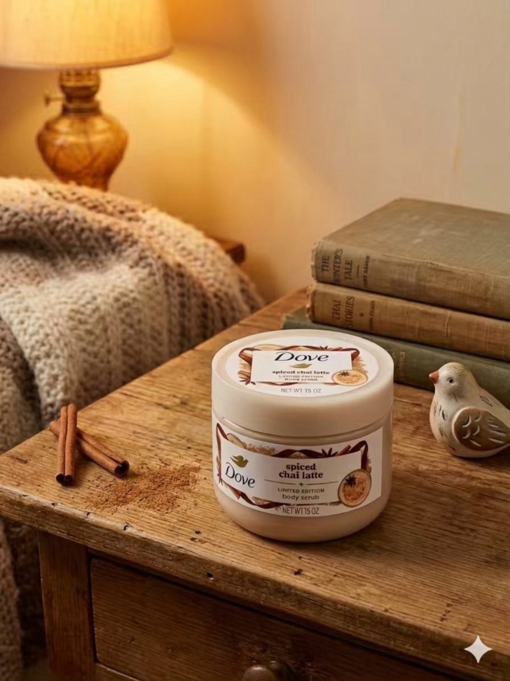 Dove Spiced Chai Latte Limited Edition Body Scrub. NEW. 15ox Tub.